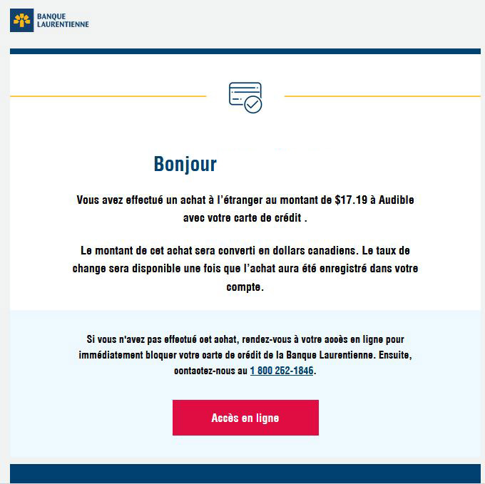 Notification Banque Laurentienne